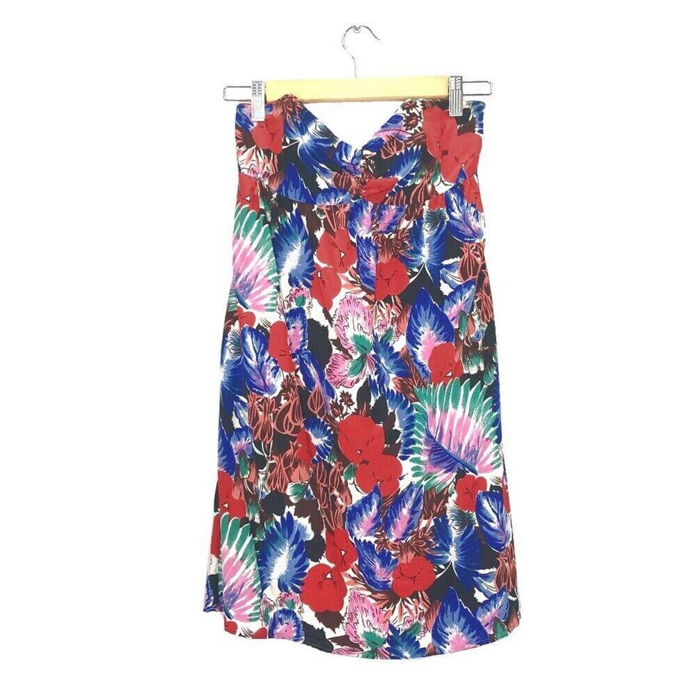 Anthropologie Dress CLC Strapless Silk Babydoll Floral Tropical mini 0